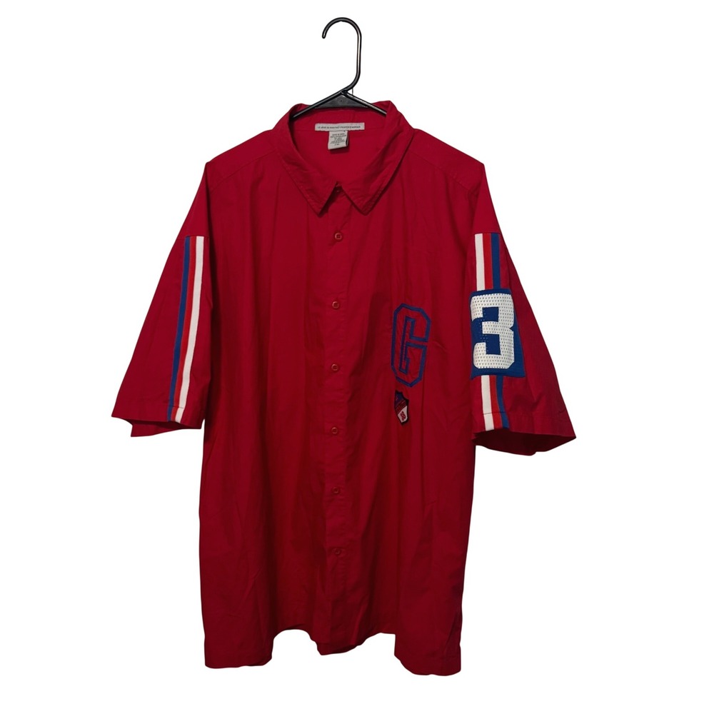 Vintage Girbaud Button Down Shirt Mens 2XL Red Short Sleeve Graphic Streetwear